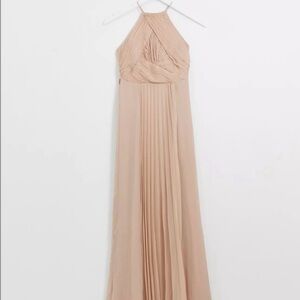 ASOS Curve Beige Pleated Maxi Dress with bodice